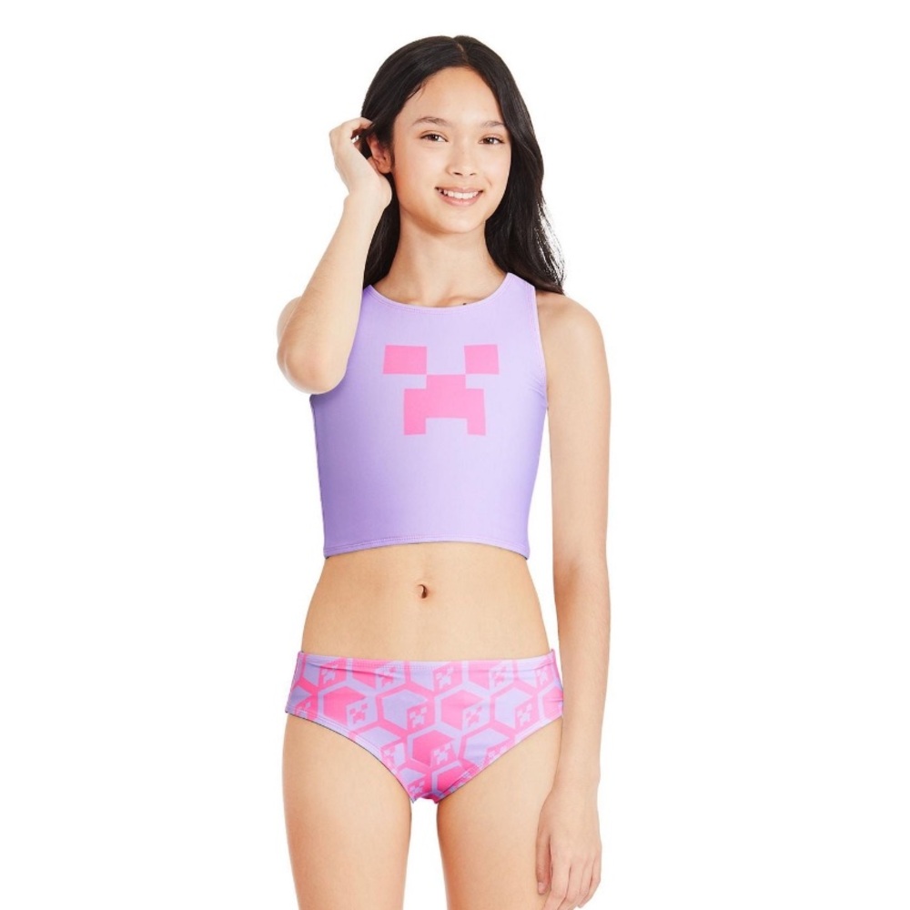 NWT Size Medium Minecraft Girls' Swim 2-Piece Set